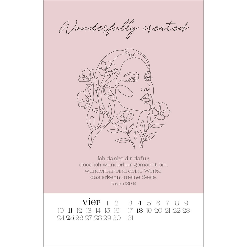 Wonderfully made 2027 - Postkartenkalender mit Holzaufsteller