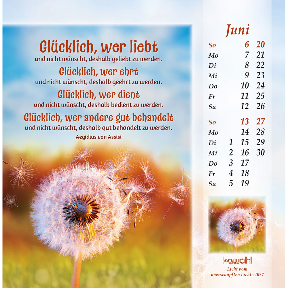Licht vom unerschöpften Lichte 2027 - Postkartenkalender