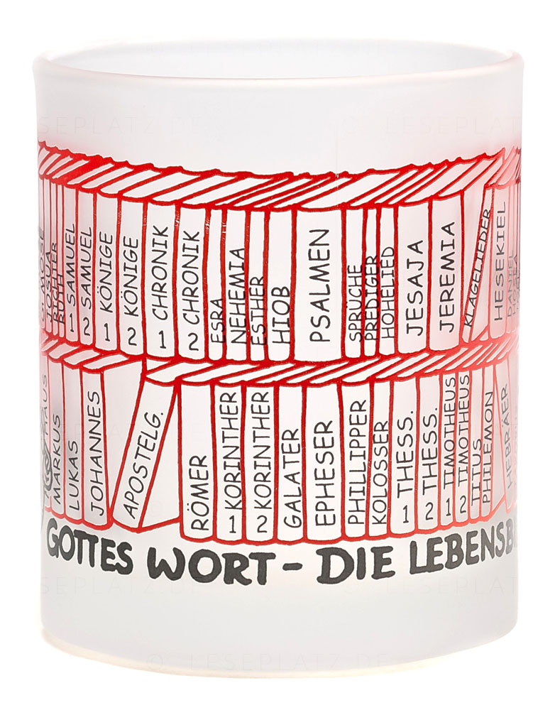 Glastasse "Gottes Wort - die Lebensbibliothek"