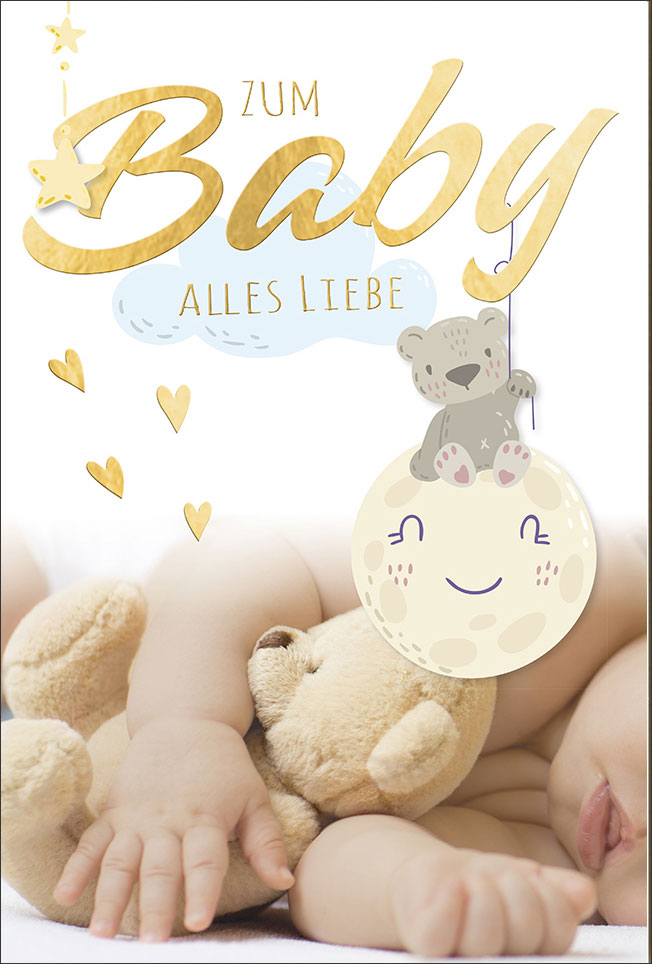 Doppelkarte "Teddy auf dem Mond"