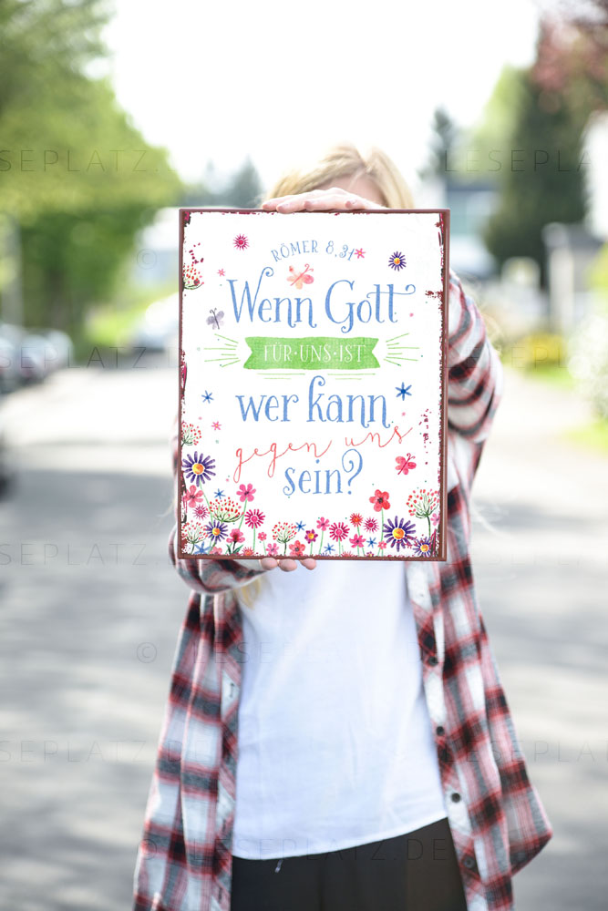 820130000_02 Metallschild "Wenn Gott für uns ist ..."