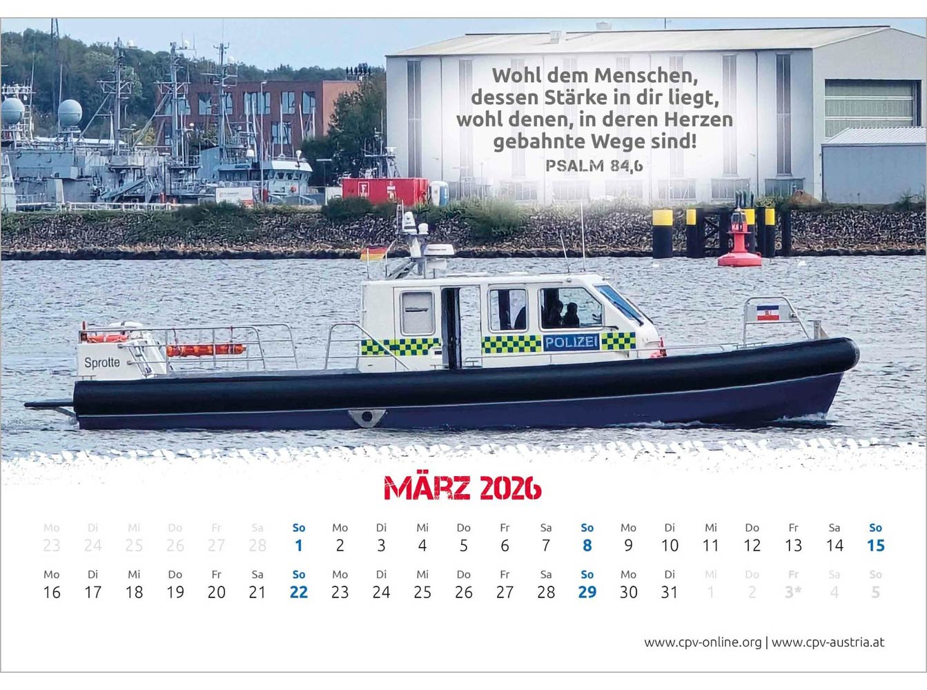 Mit Gott bei der Polizei 2026 - Wandkalender