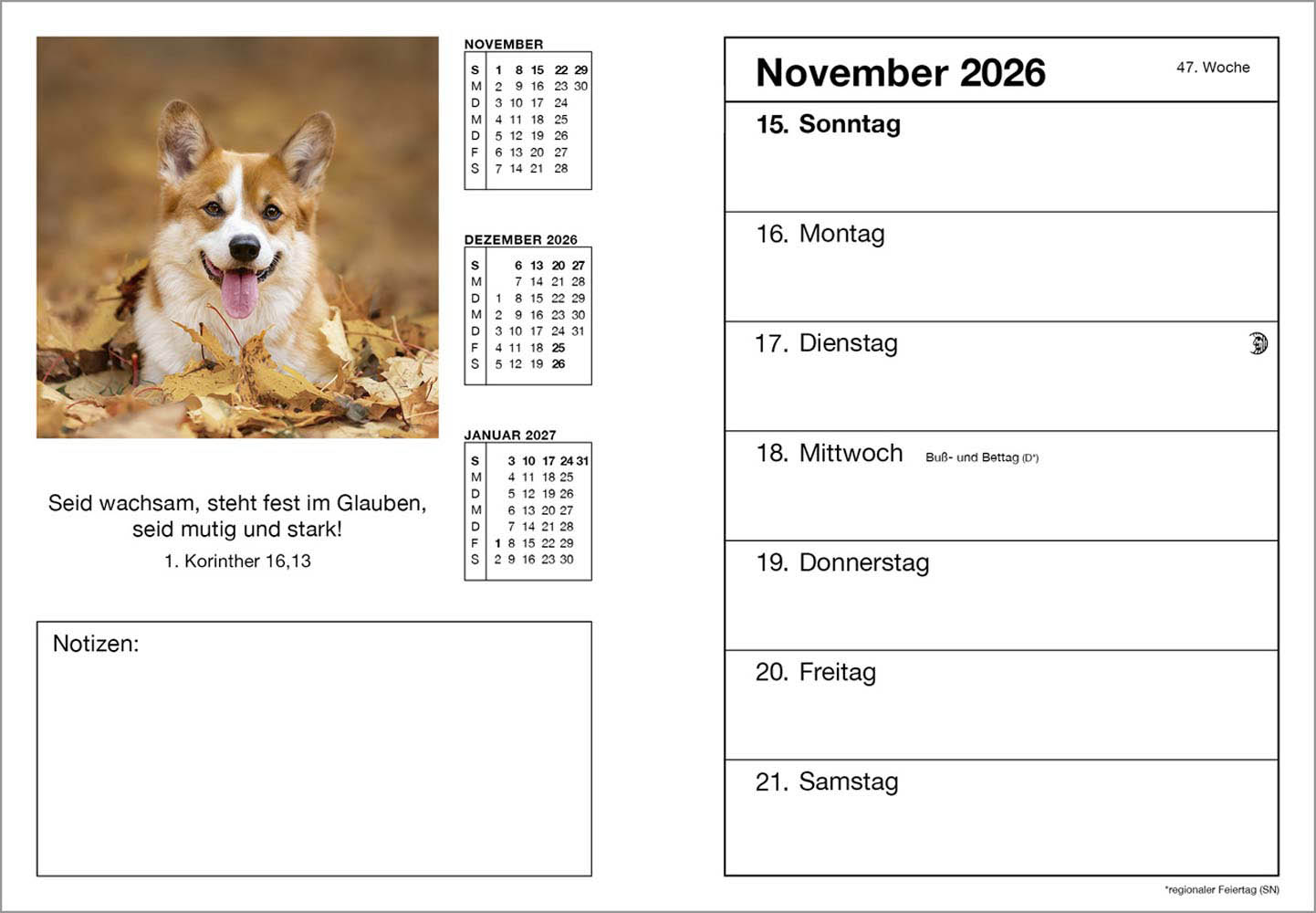 Farbfoto-Agenda 2026