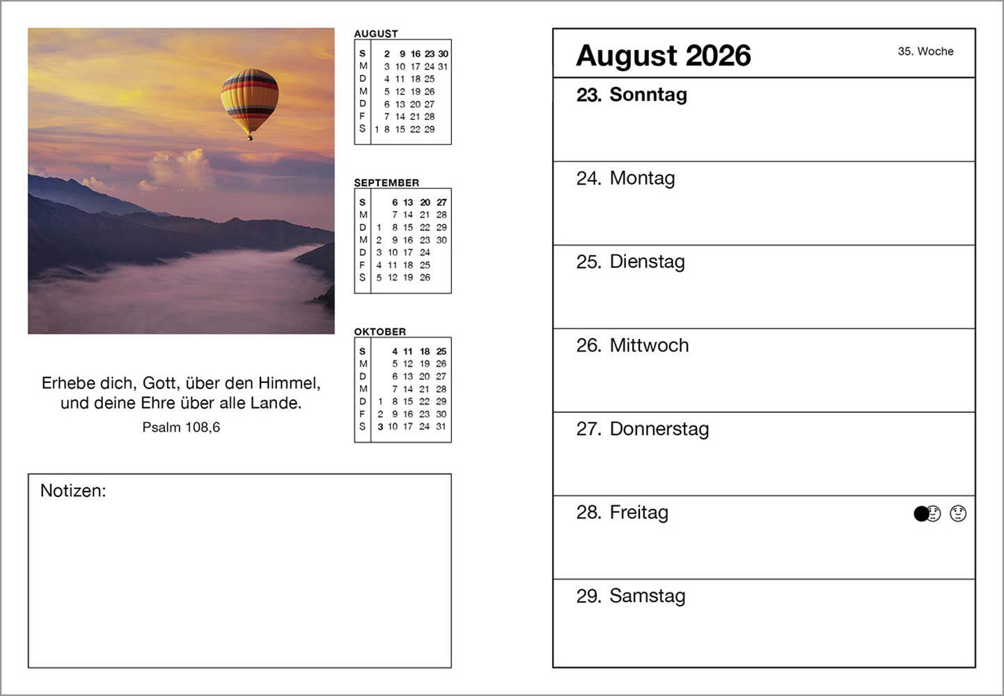 Farbfoto-Agenda 2026