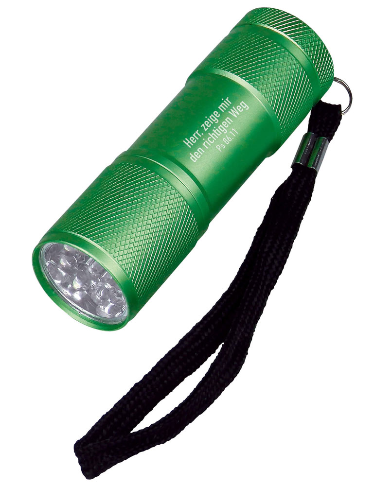 LED-Taschenlampe "Herr, zeige mir den richtigen Weg" - grün