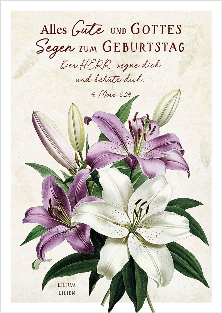 Postkarte "Alles Gute" (Lilien)