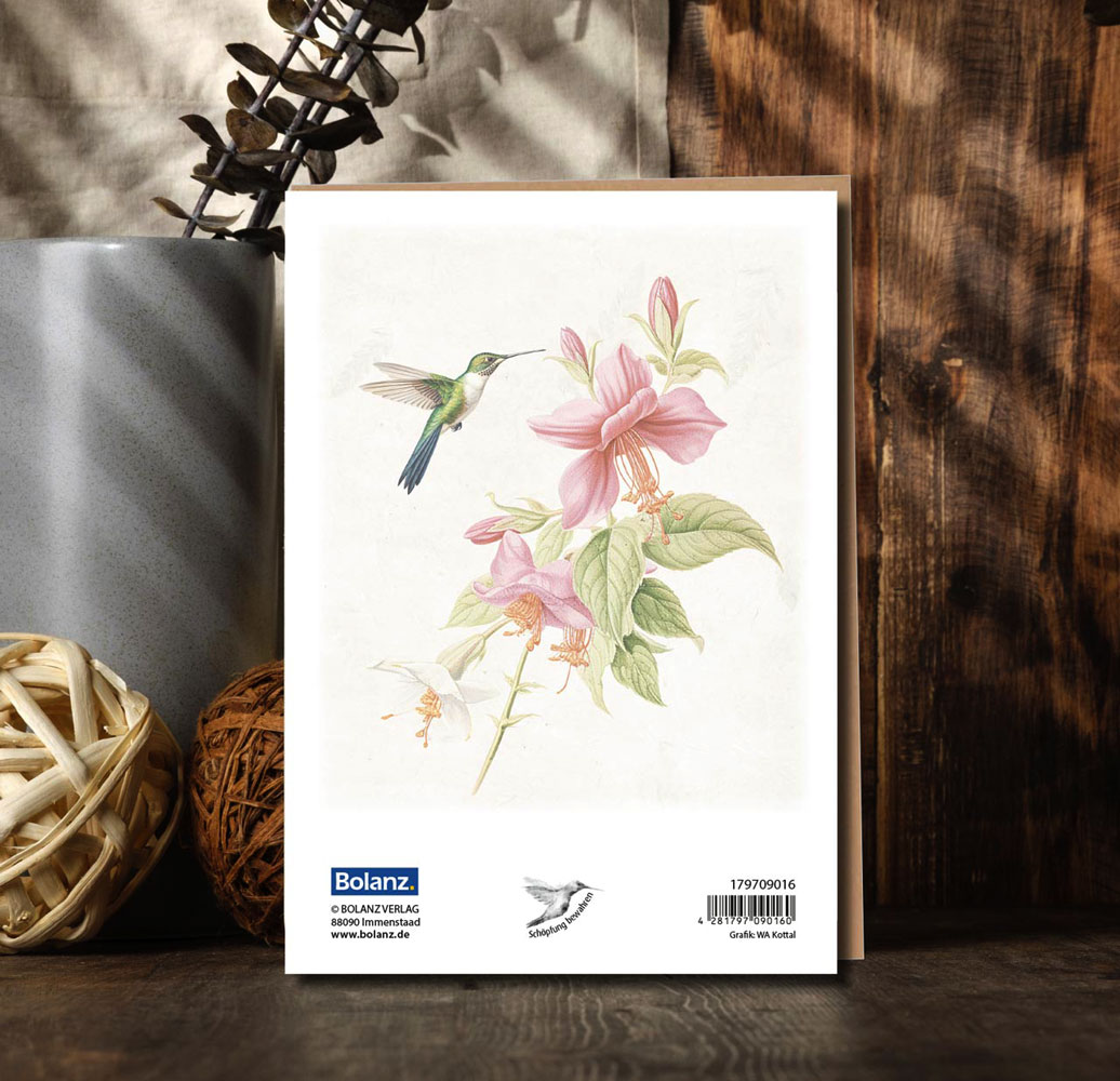 Faltkarte "Segenswünsche zum Geburtstag" (farbenfroher Kolibri)