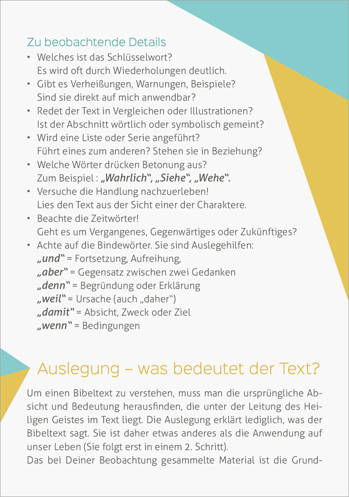 Flyer "Wie studiere ich die Bibel mit Gewinn?"