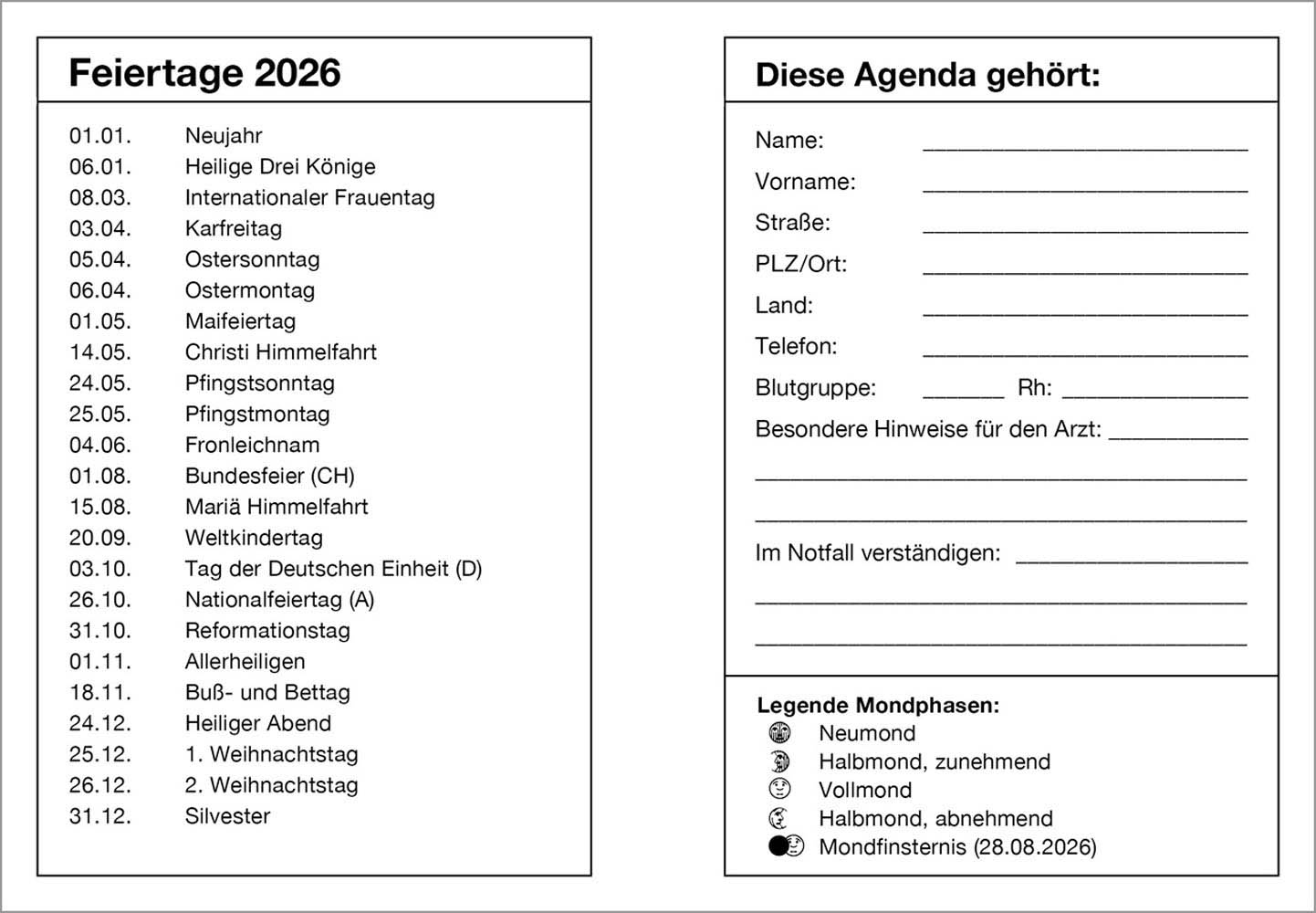 Farbfoto-Agenda 2026