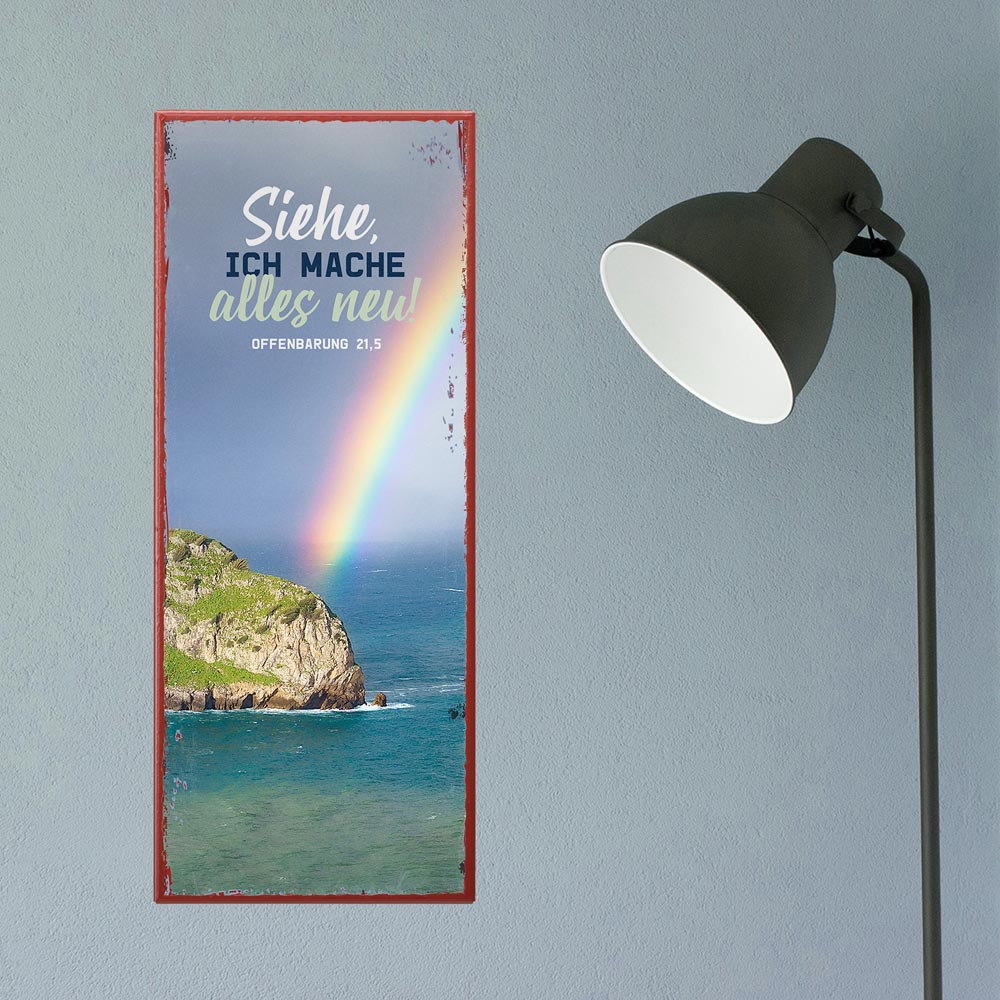 Metallschild "Jahreslosung 2026 - Regenbogen"