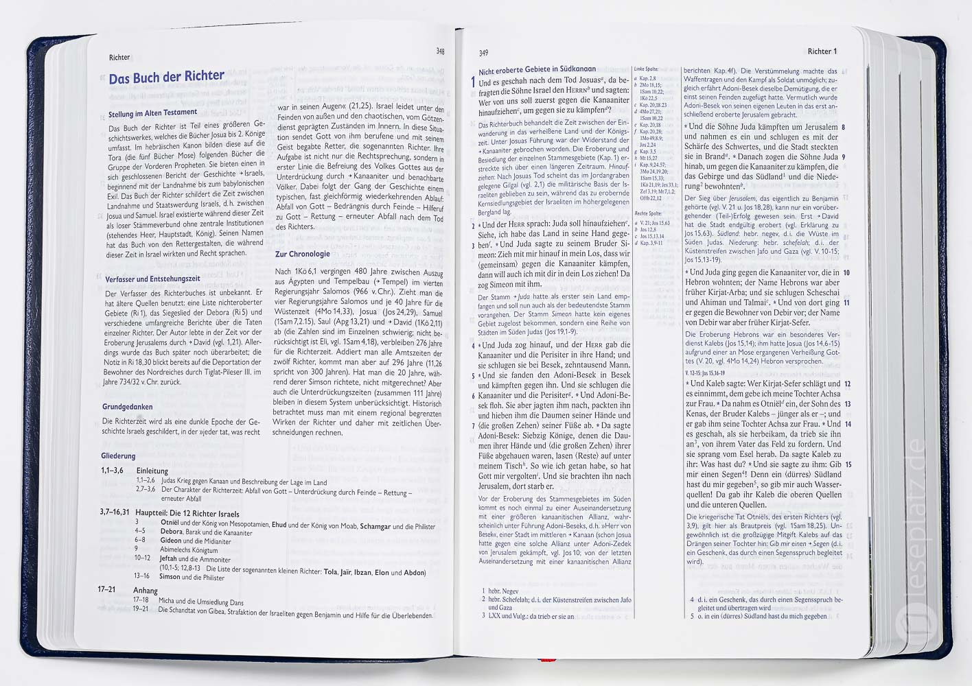 Elberfelder Bibel 2006 mit Erklärungen - Ledereinband blau