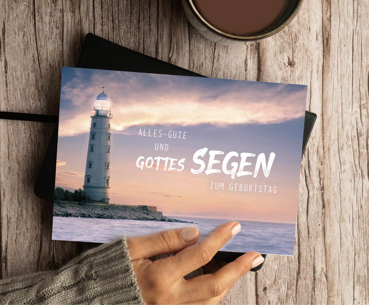 Postkarte "Alles Gute" (Leuchtturm)