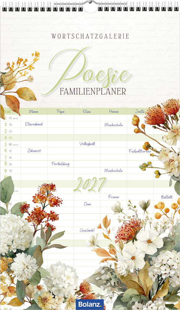 Wortschatzgalerie Poesie 2027 - Familienplaner