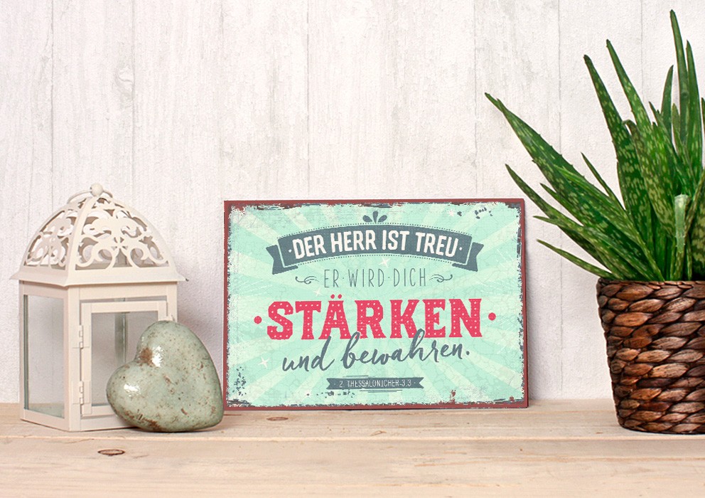 83032-2 Metallschild - "Der Herr ist treu"