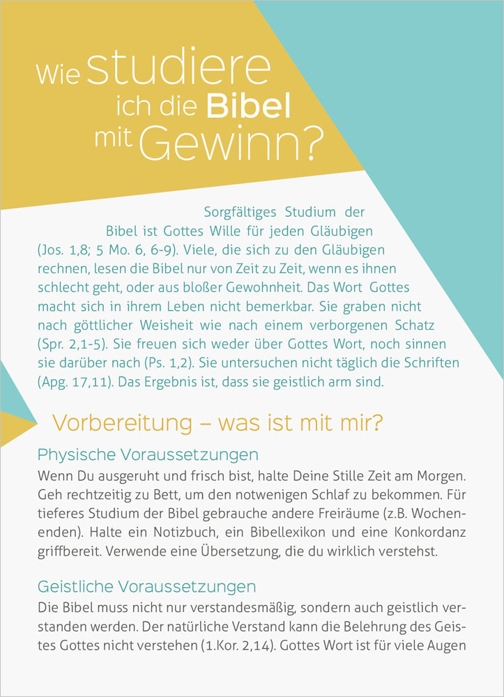 Flyer "Wie studiere ich die Bibel mit Gewinn?"