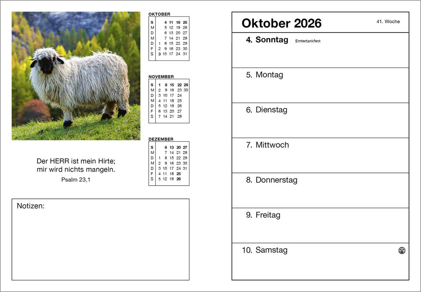 Farbfoto-Agenda 2026