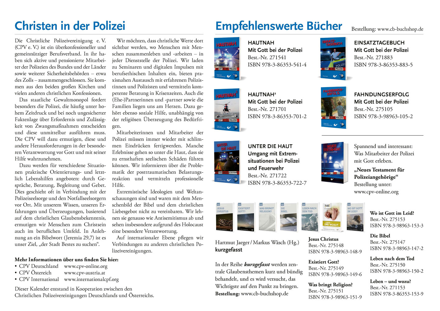 Mit Gott bei der Polizei 2027 - Wandkalender