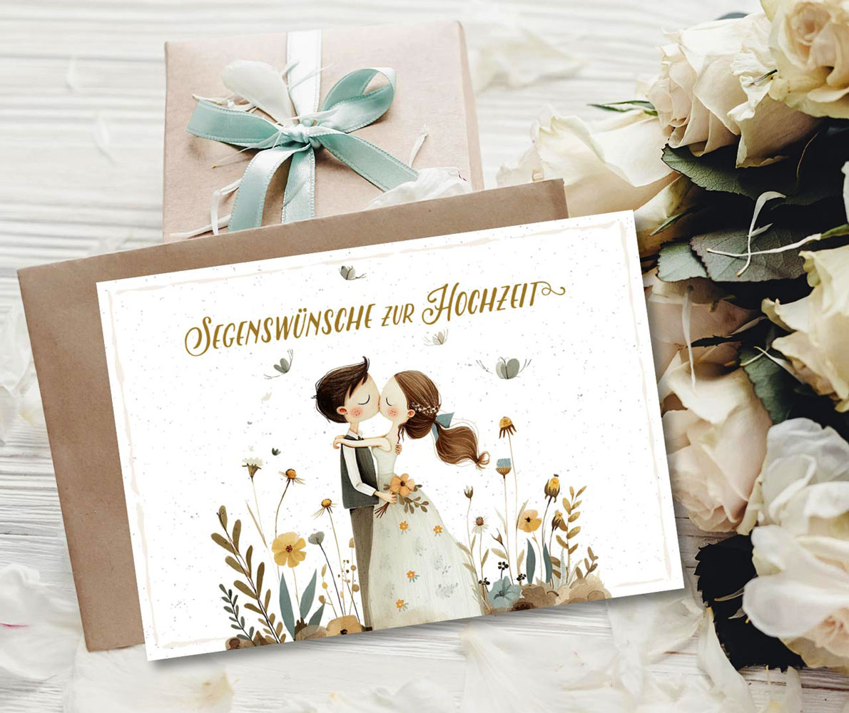 Faltkarte "Segenswünsche zur Hochzeit" (Liebespaar)