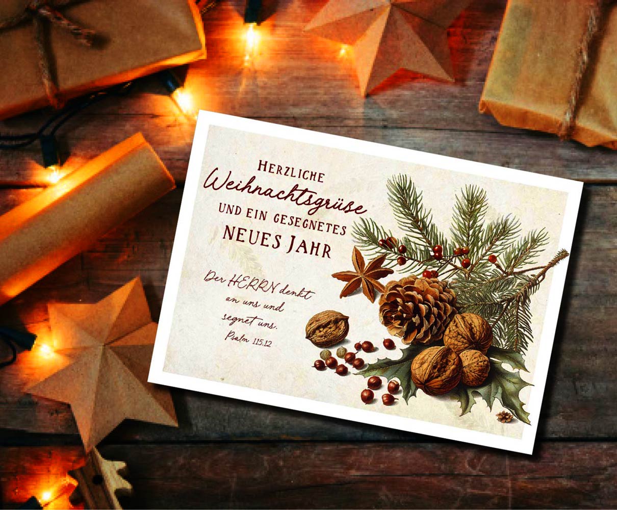 Postkarte "Weihnachtsgrüße" (Tannenzweig)