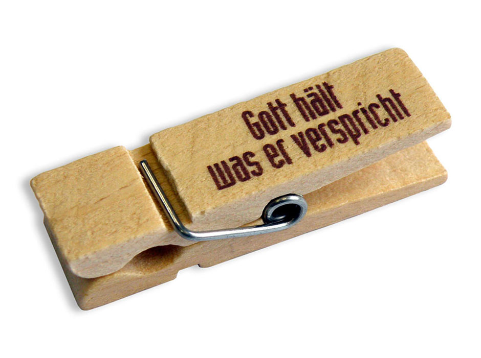 972899-holzklammer Holzklammer "Gott hält was er verspricht"