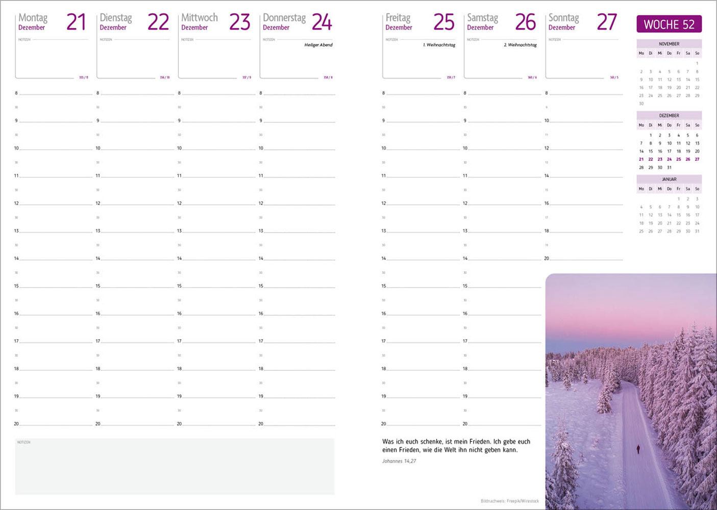 Agenda für jeden Tag 2027