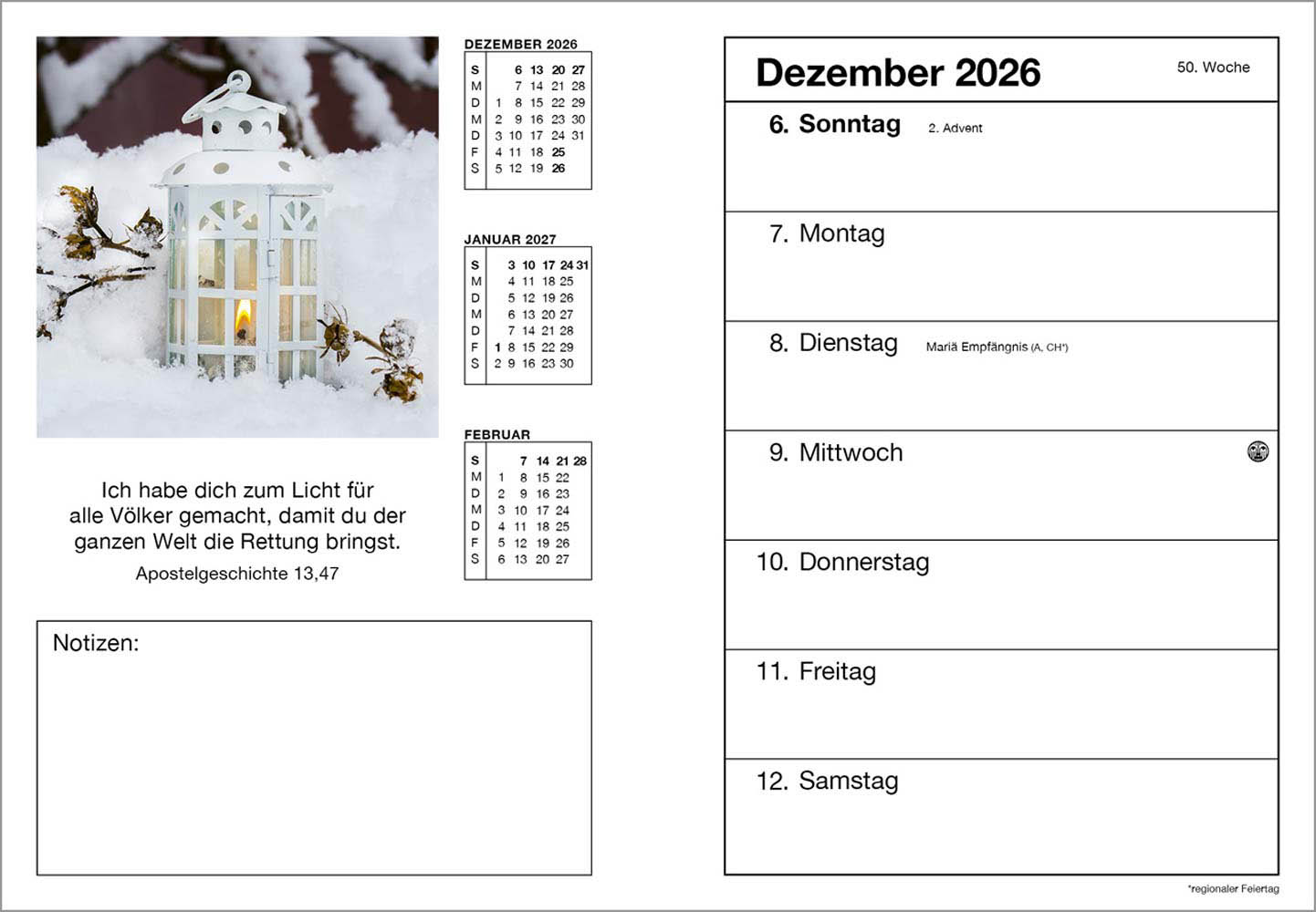 Farbfoto-Agenda 2026