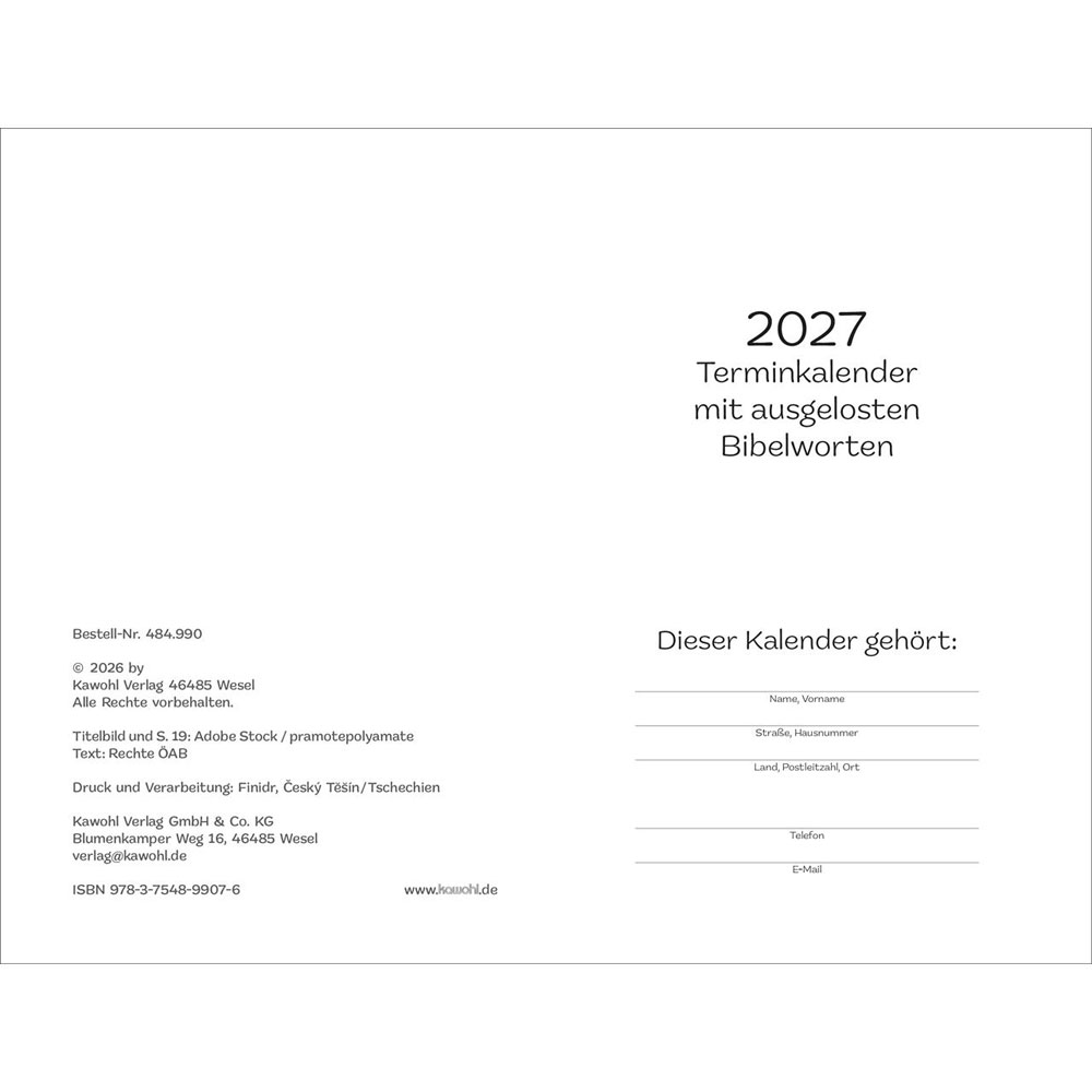Terminkalender - Jahreslosung 2027