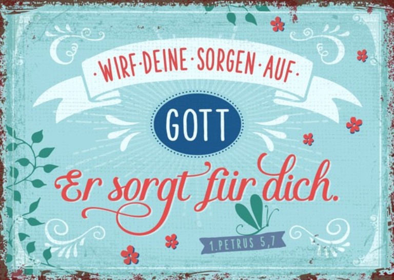 Postkarte  "wirf deine Sorgen"