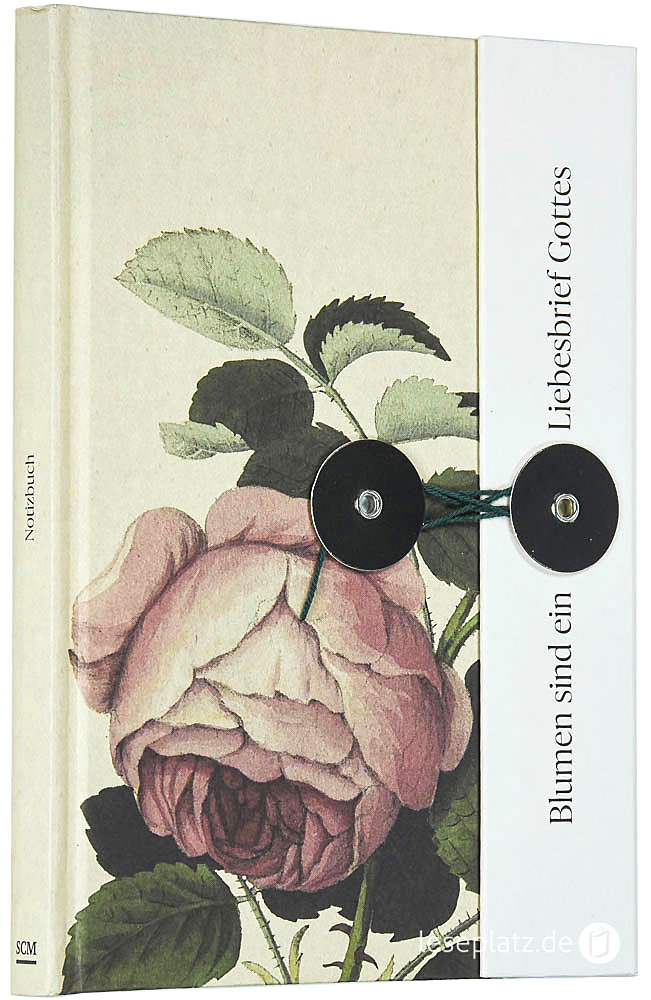 Notizbuch mit Knopf "Blumen sind ein Liebesbrief Gottes"