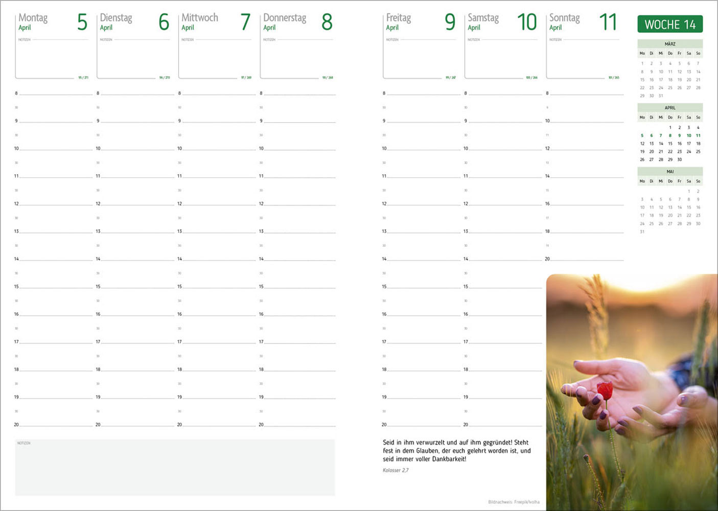 Agenda für jeden Tag 2027