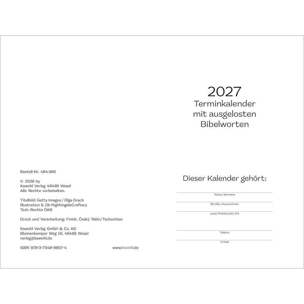 Er ist immer bei mir - Terminkalender 2027