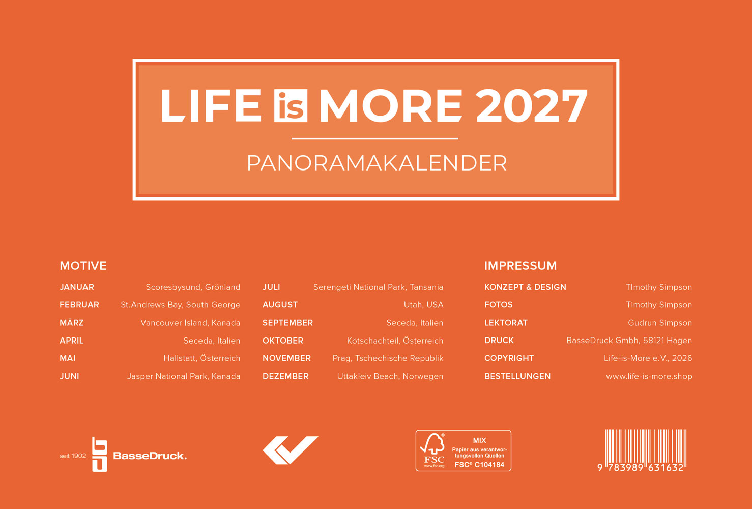 Life-is-More 2027 - Panoramakalender (M-Format)
