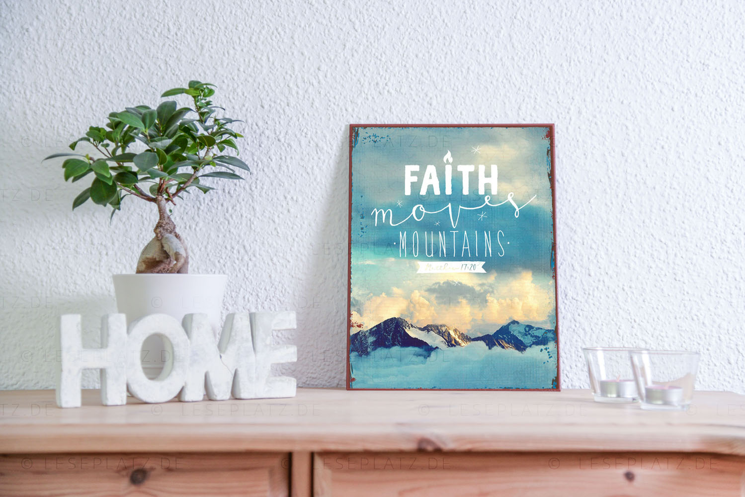 Metallschild "Faith moves Mountains"