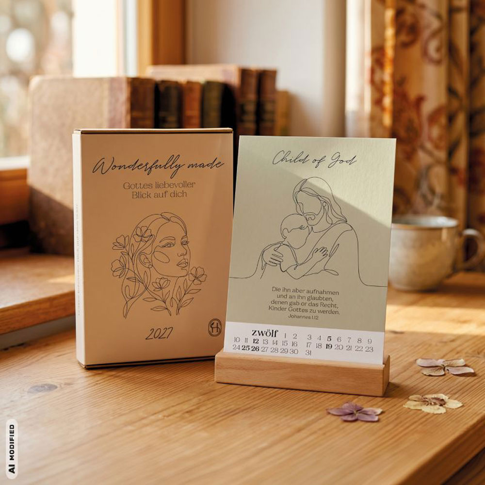 Wonderfully made 2027 - Postkartenkalender mit Holzaufsteller