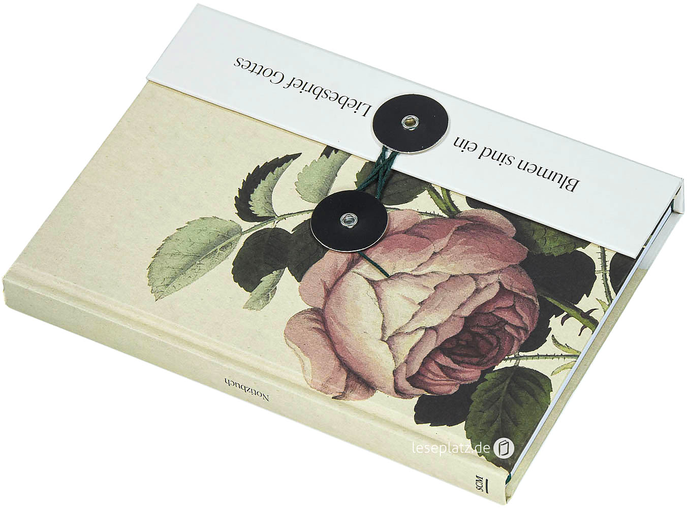 Notizbuch mit Knopf "Blumen sind ein Liebesbrief Gottes"