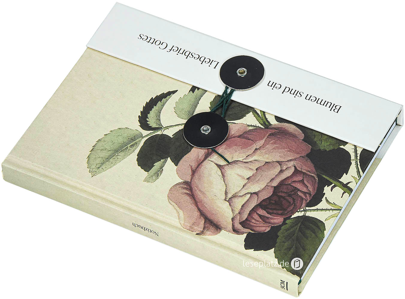 Notizbuch mit Knopf "Blumen sind ein Liebesbrief Gottes"