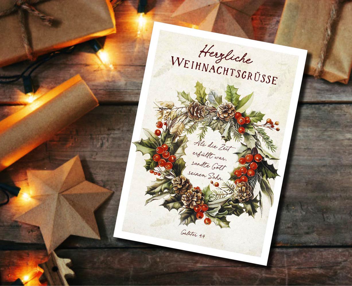 Postkarte "Gott sandte seinen Sohn" (Kranz)