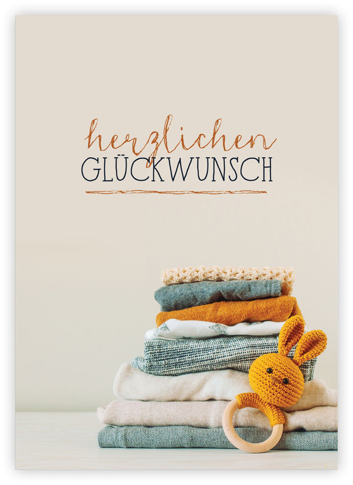 Faltkarte "Herzlichen Glückwunsch" - Baby-Rassel