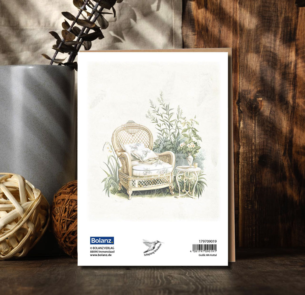 Faltkarte "Alles Gute" (gemütlicher Sessel)