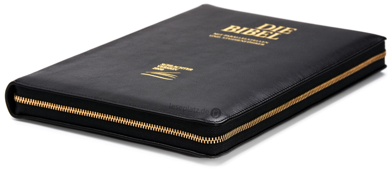 Schlachter 2000 Standardausgabe - Vollrindleder schwarz / Goldschnitt mit Reißverschluss