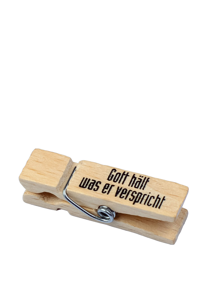 Holzklammer "Gott hält was er verspricht" Holzklammer "Gott hält was er verspricht"