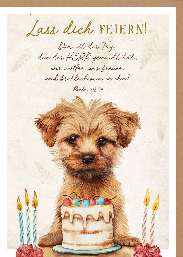 Faltkarte "Lass dich Feiern" (niedlichr Hund)