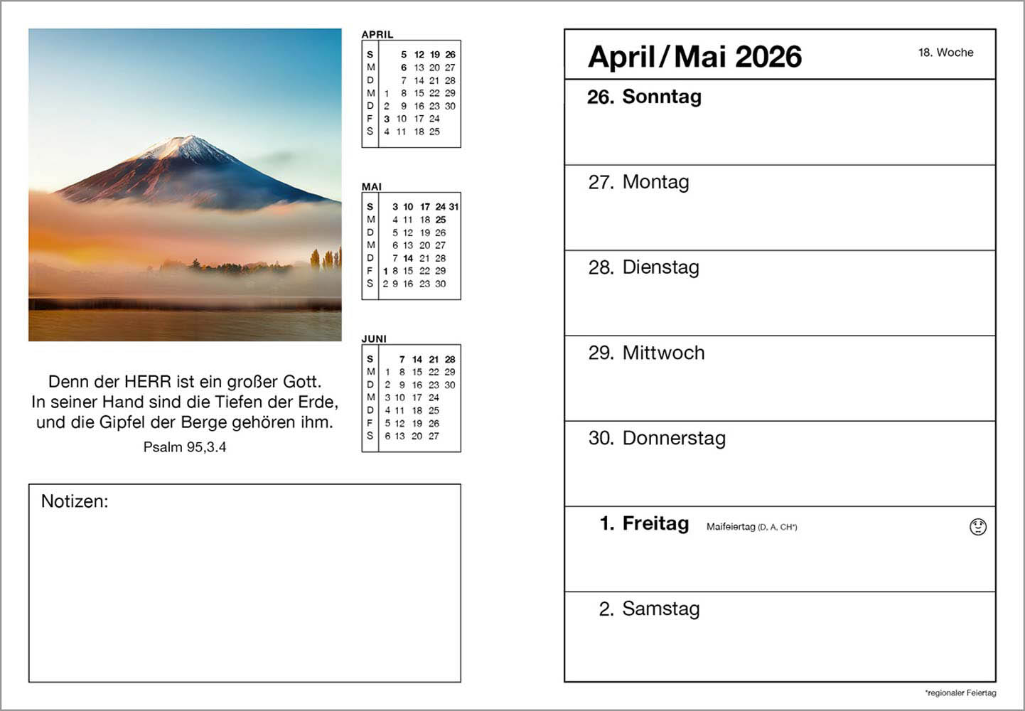 Farbfoto-Agenda 2026