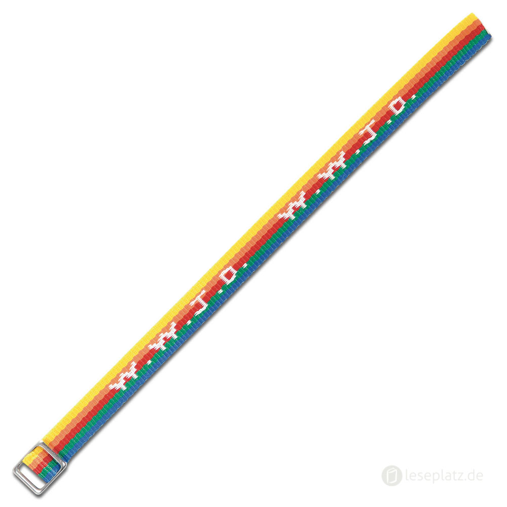 Armband "W.W.J.D." - regenbogenfarben