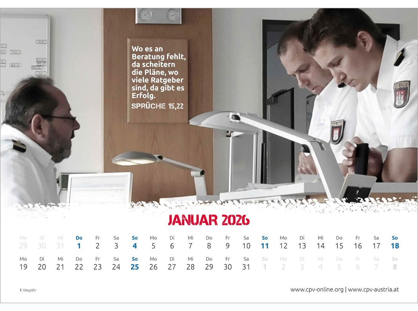 Mit Gott bei der Polizei 2026 - Wandkalender