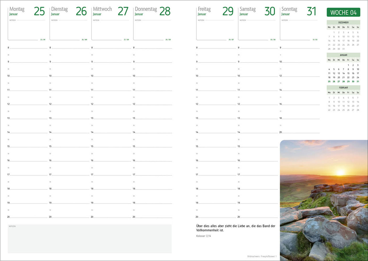 Agenda für jeden Tag 2027