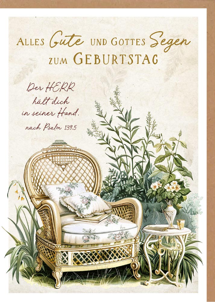 Faltkarte "Alles Gute" (gemütlicher Sessel)