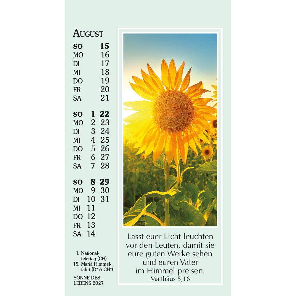 Sonne des Lebens 2027