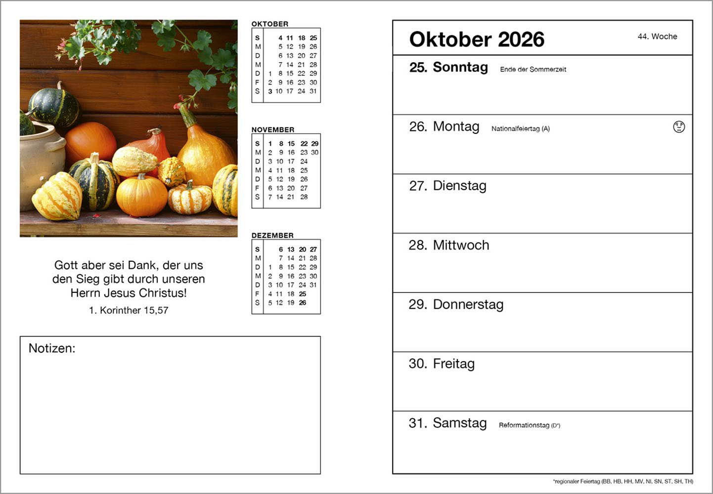 Farbfoto-Agenda 2026