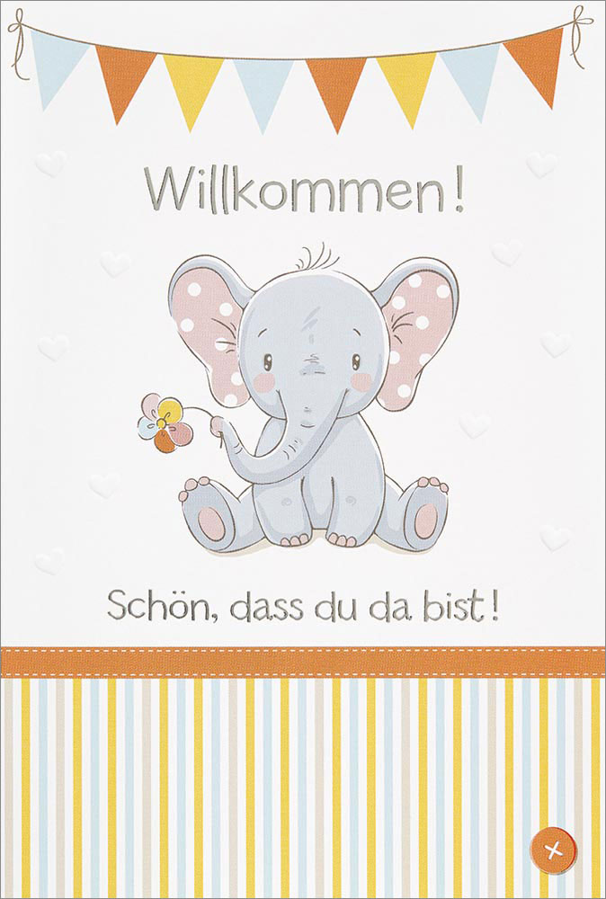 Doppelkarte "Elefant mit Blume"